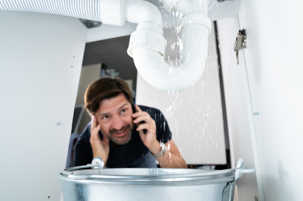 Licensed plumber inspecting kitchen pipes in Ada home